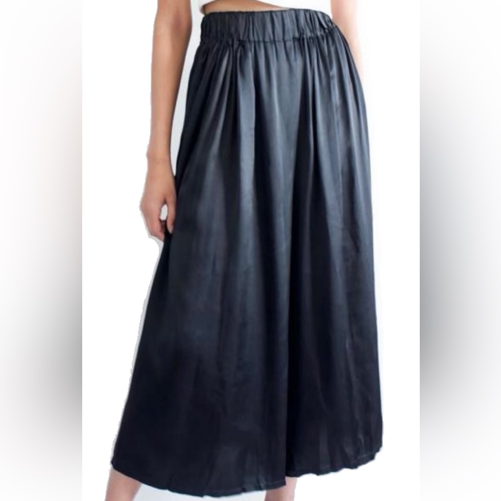 MBS Hepburn Pants black 100% silk charmeuse wide leg pants slow fashion cocktail